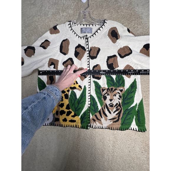 Vtg 90’s Marisa Christina Safari Animals Sweater Women XL Giraffe Zoo Elephant - Picture 15 of 16